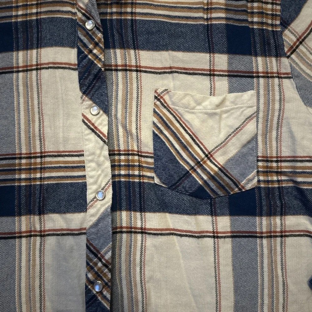 Idyllwind Miranda Lambert Shirt Womens XL White Blue Plaid Pearl Snap Western - Picture 7 of 12